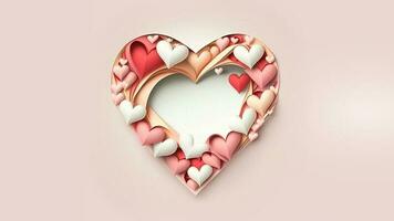 3D Render, Pastel Color Abstract Heart Shape Frame Or Background. photo