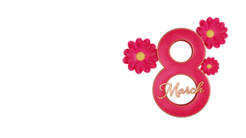 3D Render of 8 March Text And Flowers Element. png