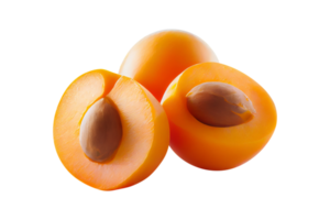 Fresh tasty apricot fruit with seed isolated on transparent background png