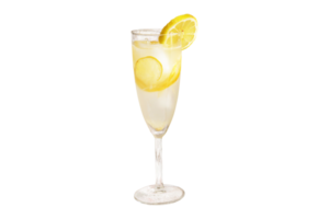Fresh lemon cocktail drink glass on transparent background png