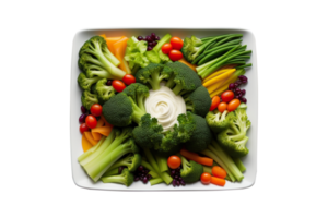 Harvested vegetables slices on plate with transparent background png