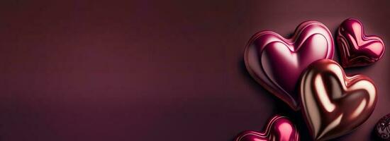 Glossy Colorful Heart Shapes In 3D Render. Valentine's Day Concept. photo