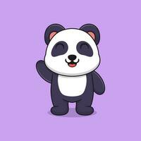 Vector illustration of happy panda waving cute cartoon