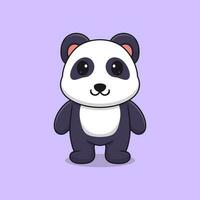 Cute cartoon panda standing happy vector illustration