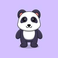 Cute cartoon panda standing happy vector illustration