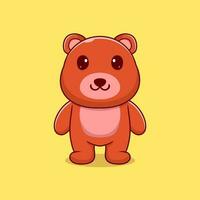 Cute cartoon bear standing happy vector illustration
