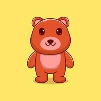 Cute cartoon bear standing happy vector illustration