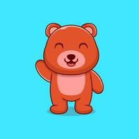 Vector illustration of happy bear waving cute cartoon