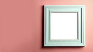 3D Render Of White Photo Frame With Image Place Holder On Red Background. Love Concept