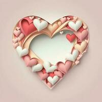 3D Render, Pastel Color Abstract Heart Shape Frame Or Background. photo