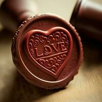 Realistic Love Motive Stamp In 3D Render. photo