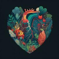 Realistic Nature Or Forest Heart Shape For Love Concept. photo