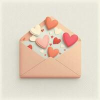 3d hacer de volador papel corazones desde sobre en pastel color. foto