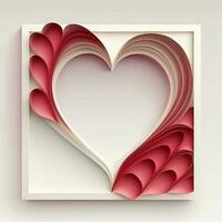 suave color papel cortar corazón forma marco o antecedentes en 3d prestar. foto