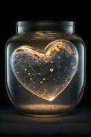 Creative Lighting Lamp Underwater Heart Shape In Jar. 3D Rendering. photo