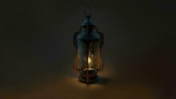 Realistic Illuminated Arabic Lantern On Background. Islamic Religious Concept. 3D Render. photo