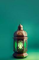 realista Arábica linterna en verde antecedentes. 3d prestar. foto