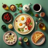 realista sano desayuno plato. 3d representación. foto