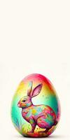 3D Render of Colorful Floral Rabbit Character Inside Egg And Copy Space. Happy Easter Day Concept. photo