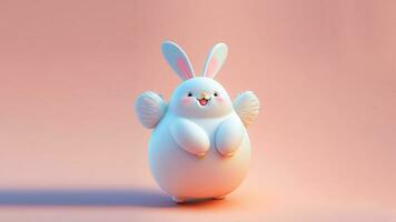 Isolated 3D Render of Happy Rabbit Or Bunny Character Standing On Peach Background And Copy Space. photo