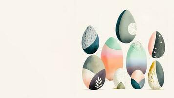 Flat Style Easter Colorful Easter Egg And Copy Space. Easter Day Concept. photo
