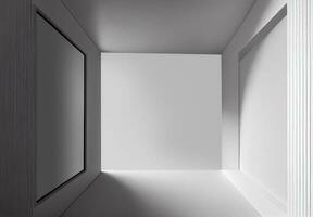 Art Gallery Empty Interior With Exhibition Hall Mockup. 3D Rendering. photo