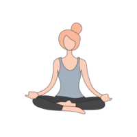 Cute doodle woman wearing sportwear doing Yoga exercise, Calm of healthy, Meditation yoga png