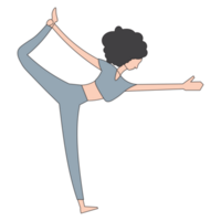 mignonne griffonnage femme portant vêtement de sport Faire yoga exercer, calme de en bonne santé, méditation yoga png