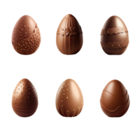 3D Set of Chocolate Eggs For Easter Concept. png