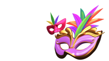 3D Render of Two Colorful Carnival Mask Elements. png