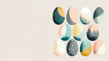 Flat Style Colorful Easter Egg Decorative Header Or Banner Design And Copy Space. Easter Day Concept. photo