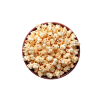 top view popcorn in bowl isolated on transparent background. png