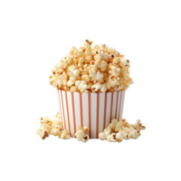 Popcorn in paper box isolated on transparent background. png
