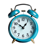 Blau Alarm Uhr auf ein transparent Hintergrund. ai generiert png