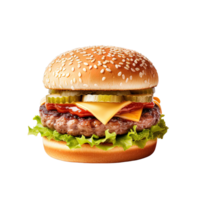 heerlijk hamburger geïsoleerd Aan transparant achtergrond. ai gegenereerd png