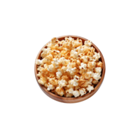 top view popcorn in bowl isolated on transparent background. png