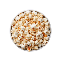 top view popcorn in bowl isolated on transparent background. png