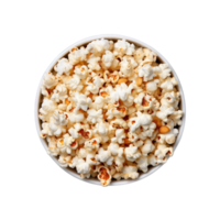 oben Aussicht Popcorn im Schüssel isoliert auf transparent Hintergrund. ai generiert png