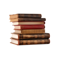 A pile of old books on a transparent background with copy space. png