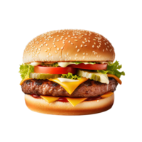 utsökt burger isolerat på transparent bakgrund. ai genererad png