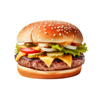 délicieux Burger isolé sur transparent Contexte. ai généré png