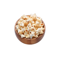 top view popcorn in bowl isolated on transparent background. png