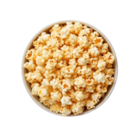 top view popcorn in bowl isolated on transparent background. png