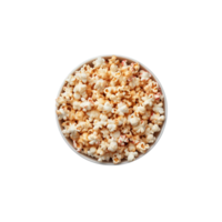 top view popcorn in bowl isolated on transparent background. png