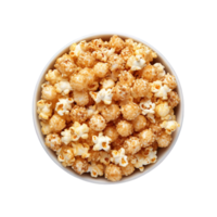 top visie popcorn in kom geïsoleerd Aan transparant achtergrond. ai gegenereerd png