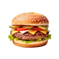 köstlich Burger isoliert auf transparent Hintergrund. ai generiert png