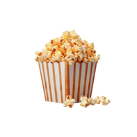 Popcorn in paper box isolated on transparent background. png