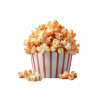 Popcorn in paper box isolated on transparent background. png