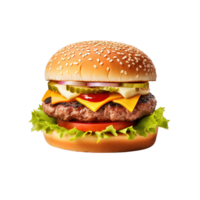 heerlijk hamburger geïsoleerd Aan transparant achtergrond. ai gegenereerd png