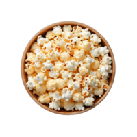 top view popcorn in bowl isolated on transparent background. png